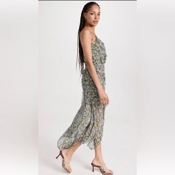 NEW $698 Veronica Beard AVENEL DRESS COLOR FOREST ARMY MULTI, 100% Silk - Picture 3 of 12